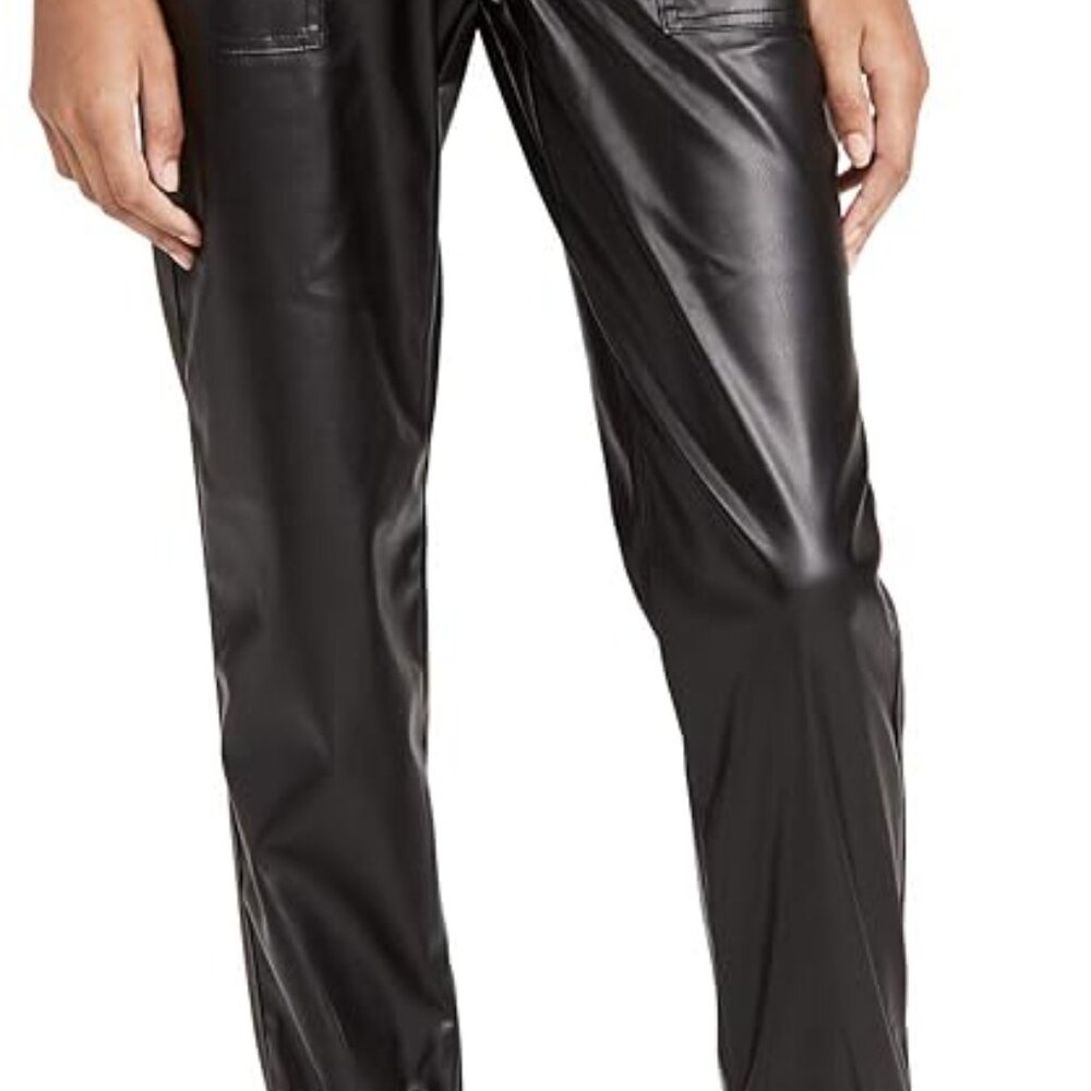 Chic Black Faux Leather Joggers Blank NYC size 26